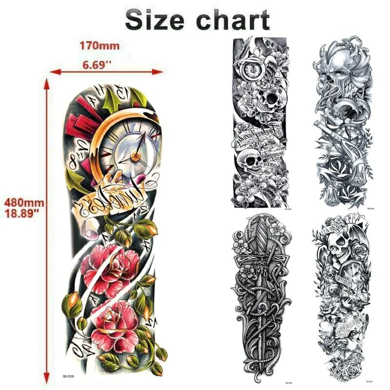 5Pcs Large Temporary Body Art Arm Tattoo Sticker Sleeve Man Women Waterproof USA WEM Support (www.WEM.support)