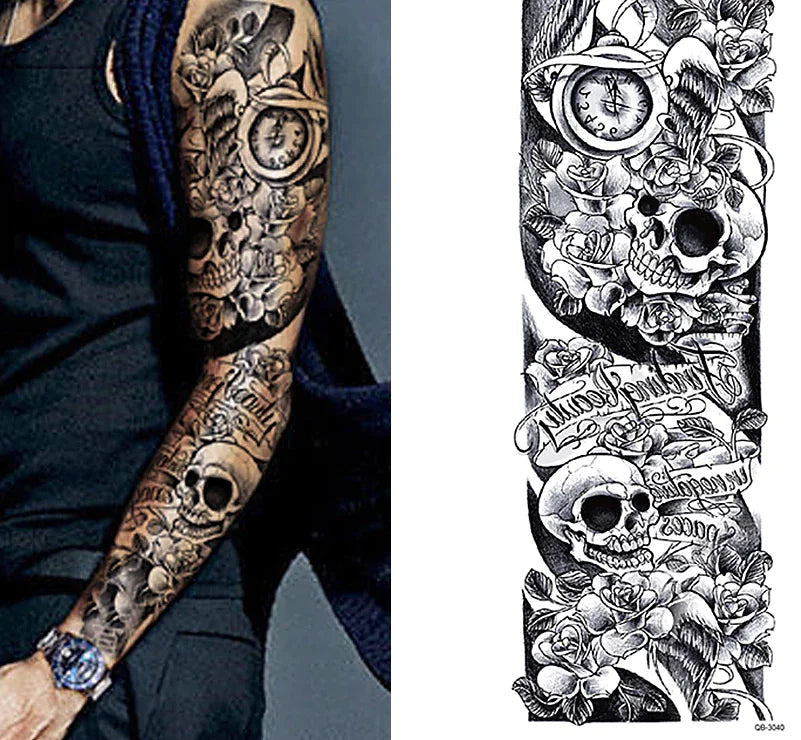 5Pcs Large Temporary Body Art Arm Tattoo Sticker Sleeve Man Women Waterproof USA WEM Support (www.WEM.support)