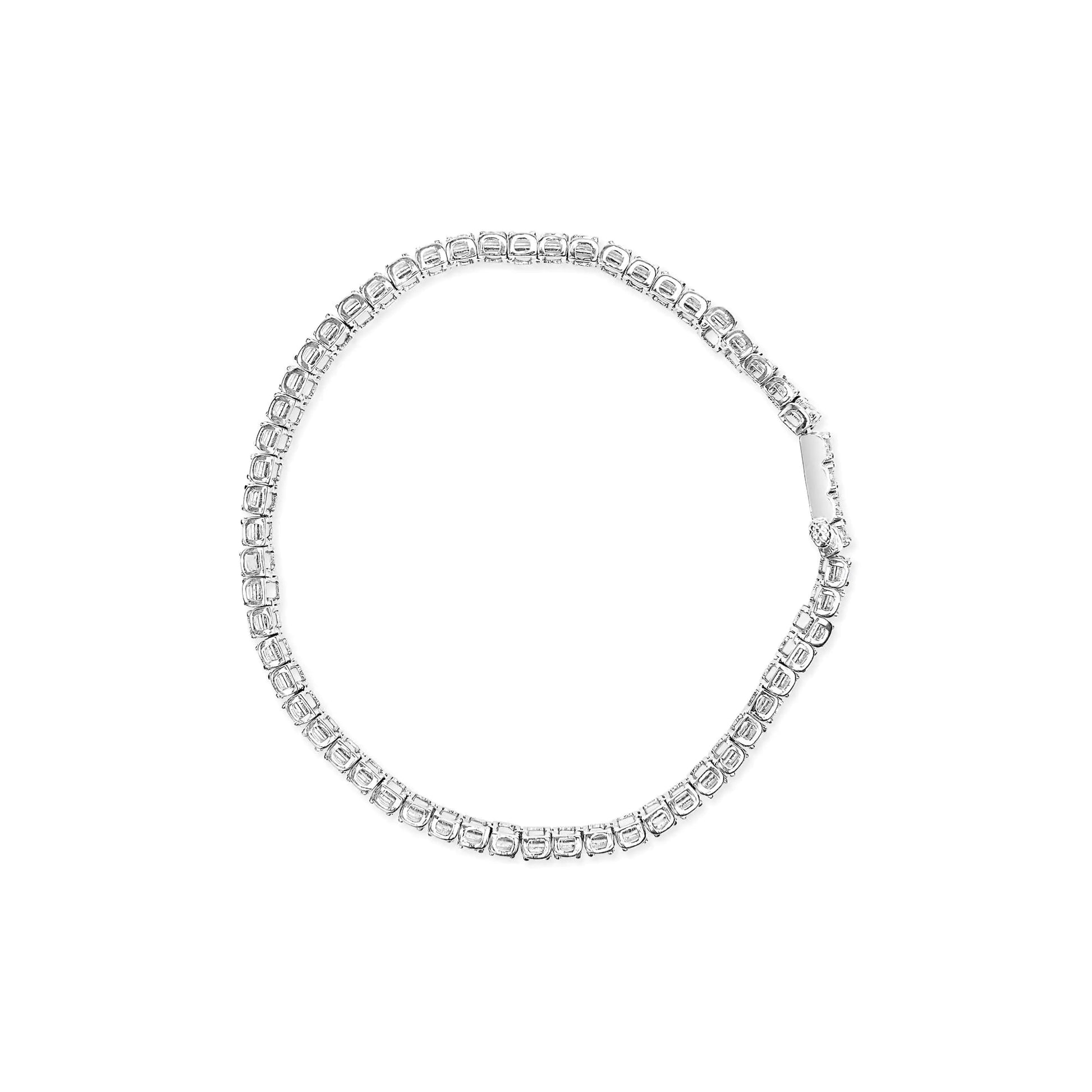 .925 Sterling Silver 1.0 Cttw Diamond Collar Line Link Bracelet (I-J Color, I1-I2 Clarity) - Size 7.25" Inches WEM Support (www.WEM.support)