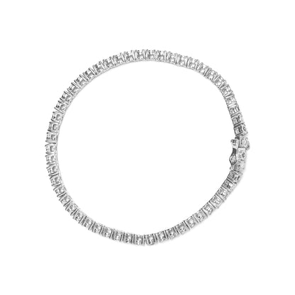 .925 Sterling Silver 1.0 Cttw with Alternating Round White Diamond and Round Treated Black Diamond Tennis Bracelet (Black and I-J Color, I3 Clarity) - Size 7" Inches WEM Support (www.WEM.support)
