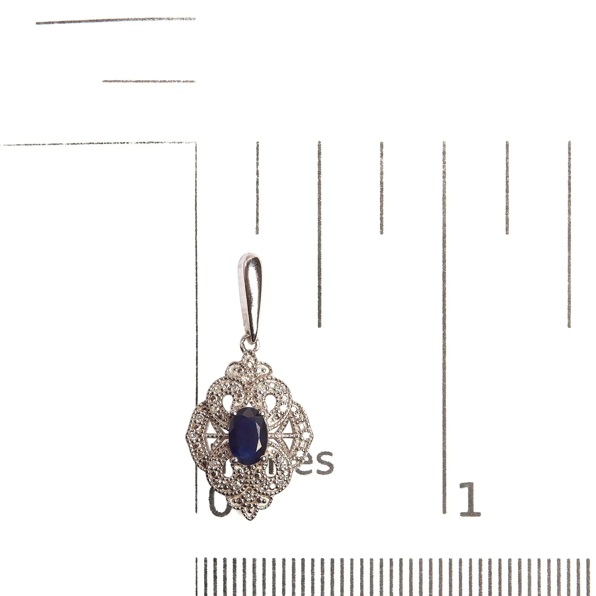 .925 Sterling Silver 6x4 MM Oval Blue Sapphire and White Diamond Accent Art Deco Style Shield Dangle Earring (I-J Color, I3 Clarity) WEM Support (www.WEM.support)