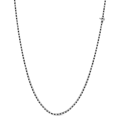 .925 Sterling Silver 7.0 Carat Alternating White and Black Diamond Tennis Necklace (Black/I-J Color, I2-I3 Clarity) - 16- 18" Inches WEM Support (www.WEM.support)
