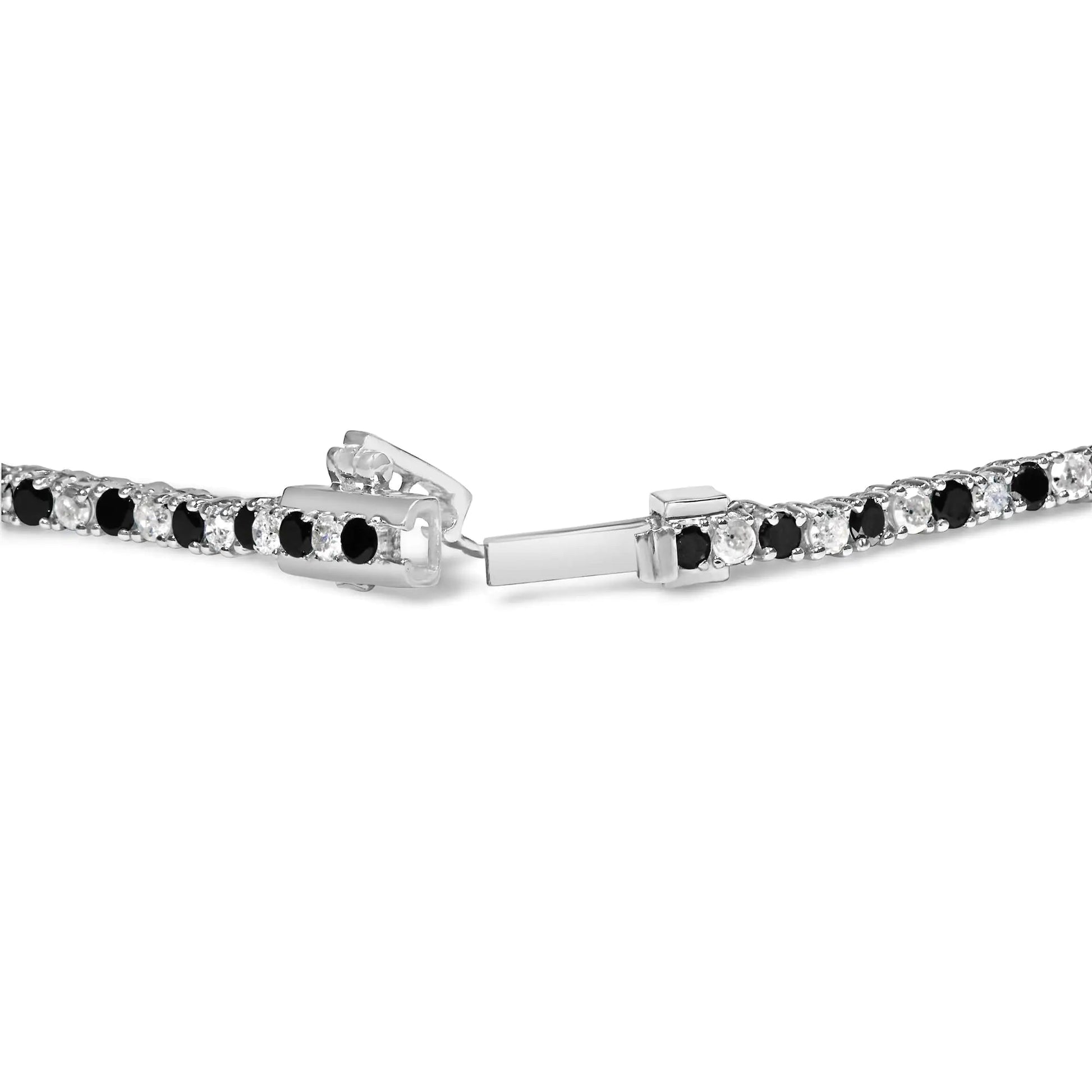 .925 Sterling Silver 7.0 Carat Alternating White and Black Diamond Tennis Necklace (Black/I-J Color, I2-I3 Clarity) - 16- 18" Inches WEM Support (www.WEM.support)