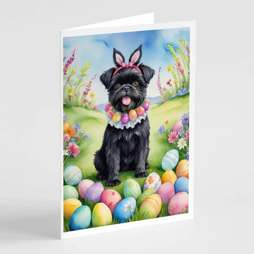 Affenpinscher Easter Egg Hunt Greeting Cards Pack of 8 WEM Support (www.WEM.support)