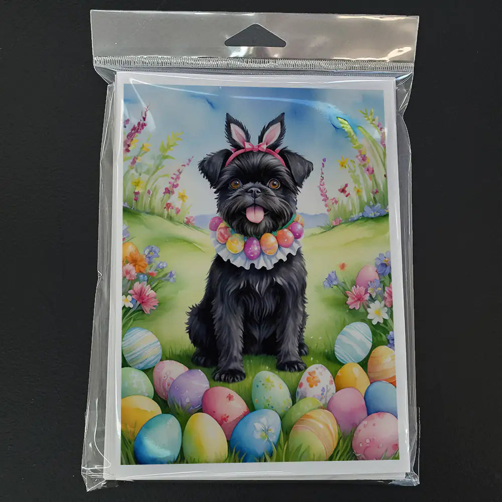 Affenpinscher Easter Egg Hunt Greeting Cards Pack of 8 WEM Support (www.WEM.support)