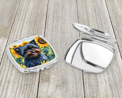 Affenpinscher in Sunflowers Compact Mirror WEM Support (www.WEM.support)
