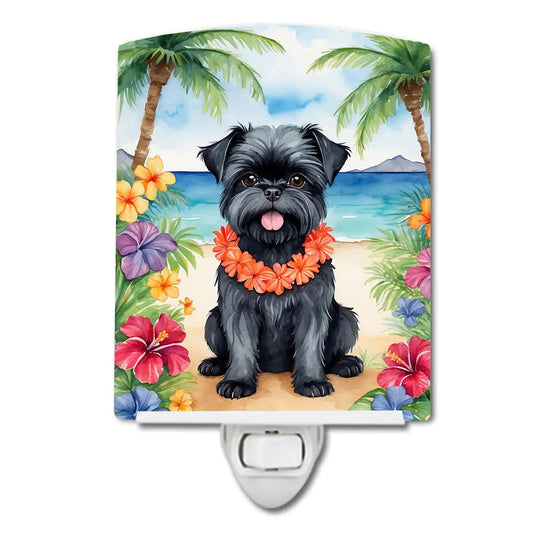Affenpinscher Luau Ceramic Night Light WEM Support (www.WEM.support)
