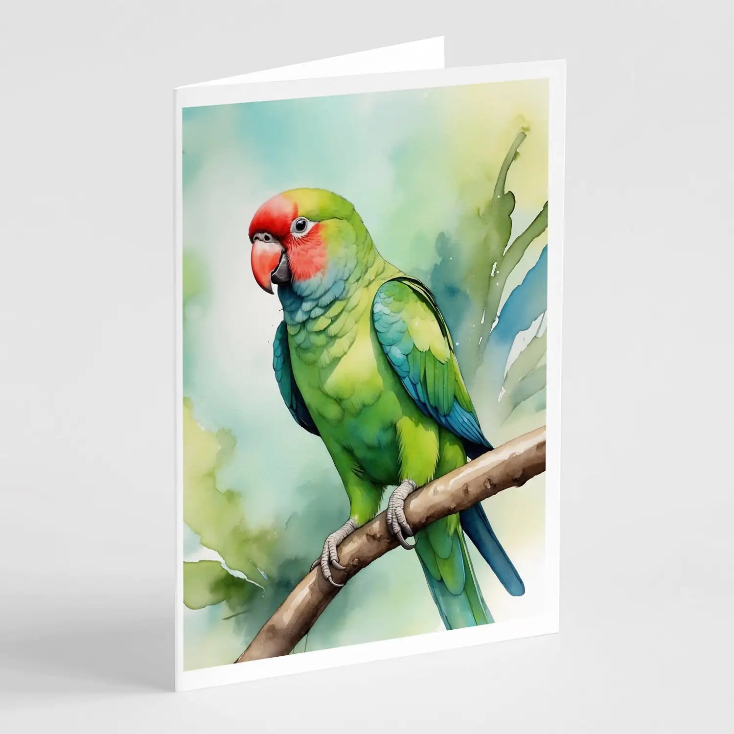 African Ringneck Parrot Greeting Cards Pack of 8 WEM Support (www.WEM.support)