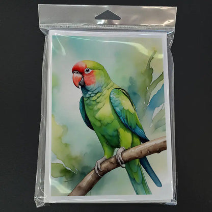 African Ringneck Parrot Greeting Cards Pack of 8 WEM Support (www.WEM.support)