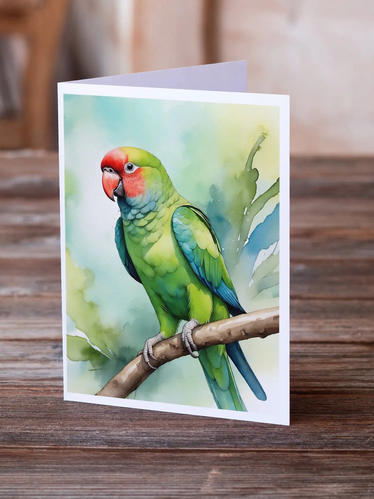 African Ringneck Parrot Greeting Cards Pack of 8 WEM Support (www.WEM.support)