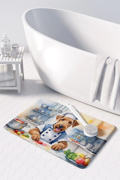 Airedale Terrier The Chef Memory Foam Kitchen Mat WEM Support (www.WEM.support)