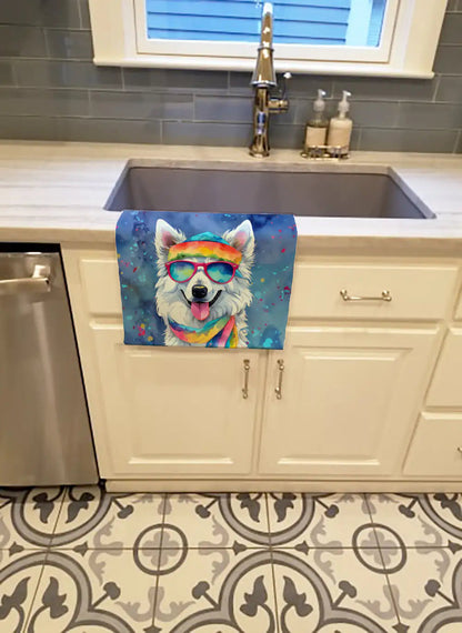 American Eskimo Hippie Dawg Kitchen Towel WEM Support (www.WEM.support)