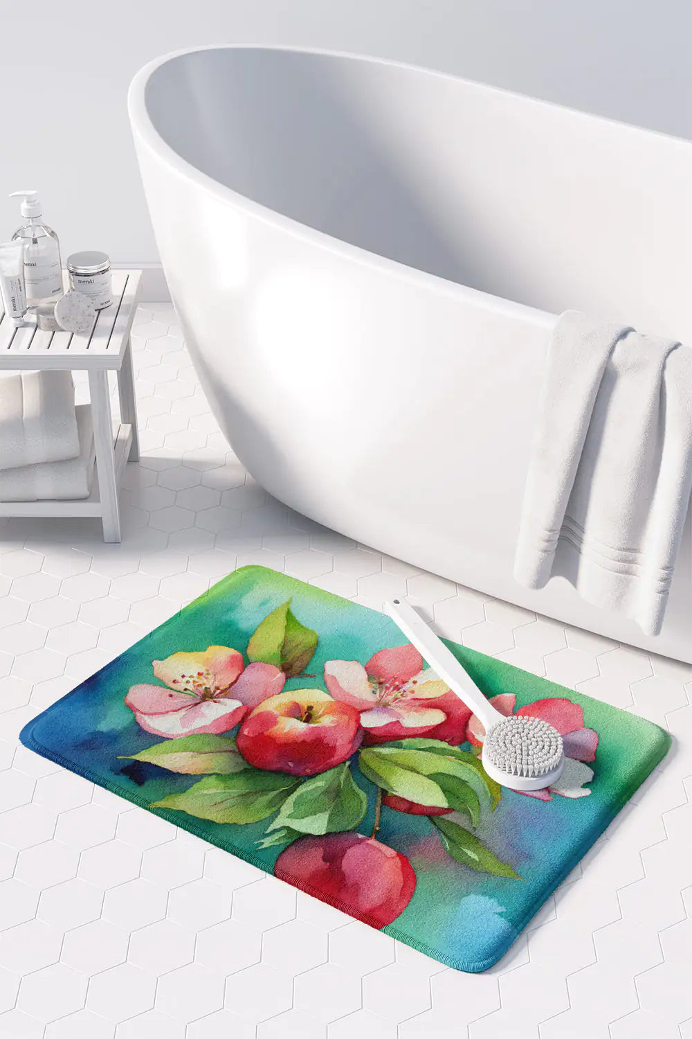 Arkansas Apple Blossom in Watercolor Memory Foam Kitchen Mat WEM Support (www.WEM.support)