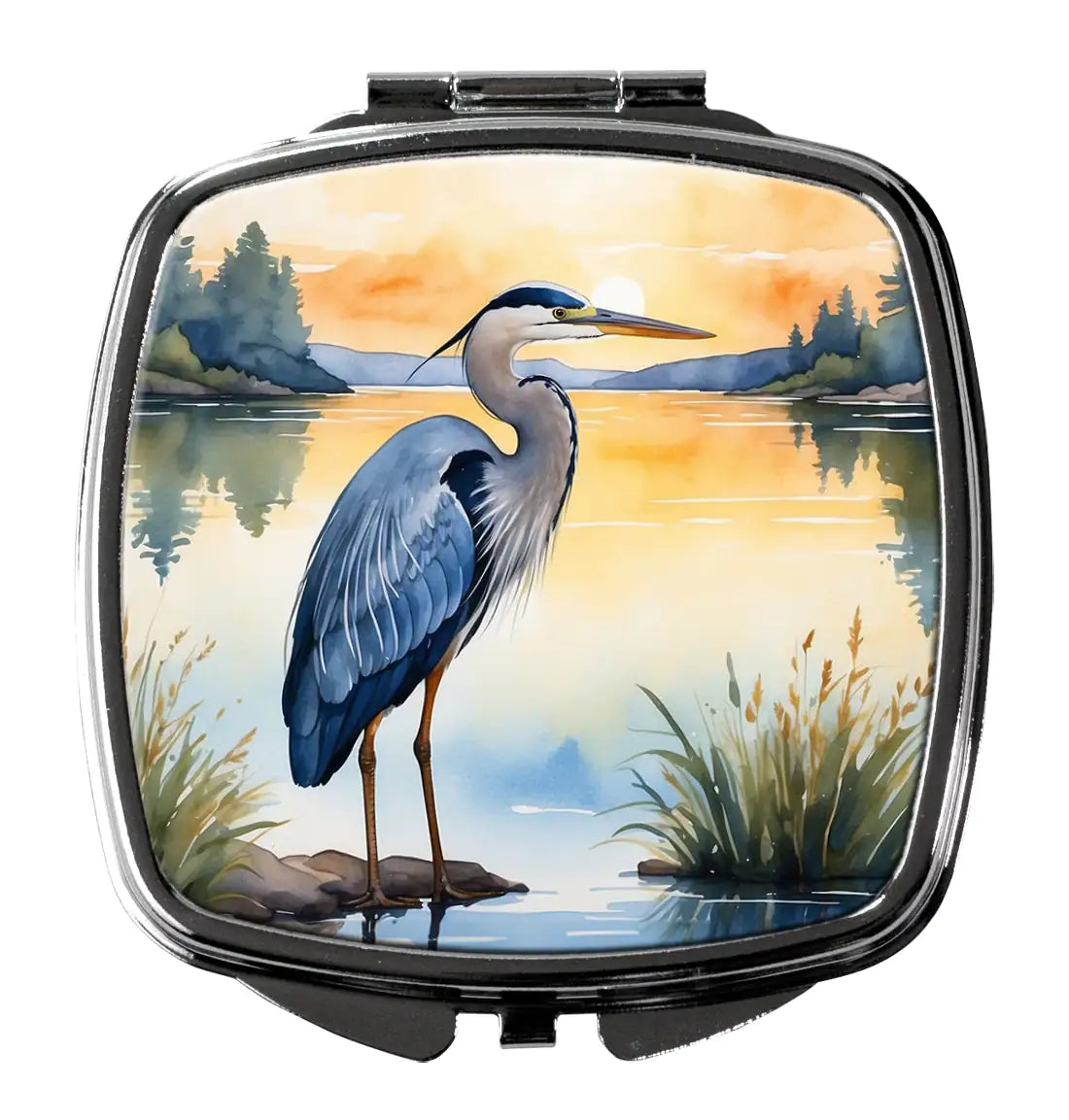 Blue Heron in the Golden Hour Compact Mirror WEM Support (www.WEM.support)