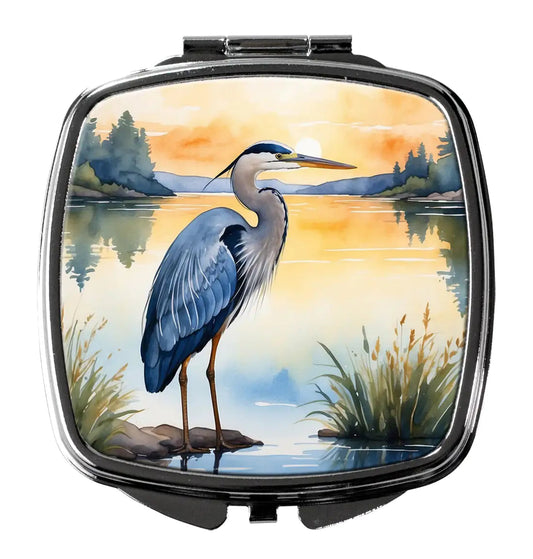 Blue Heron in the Golden Hour Compact Mirror WEM Support (www.WEM.support)