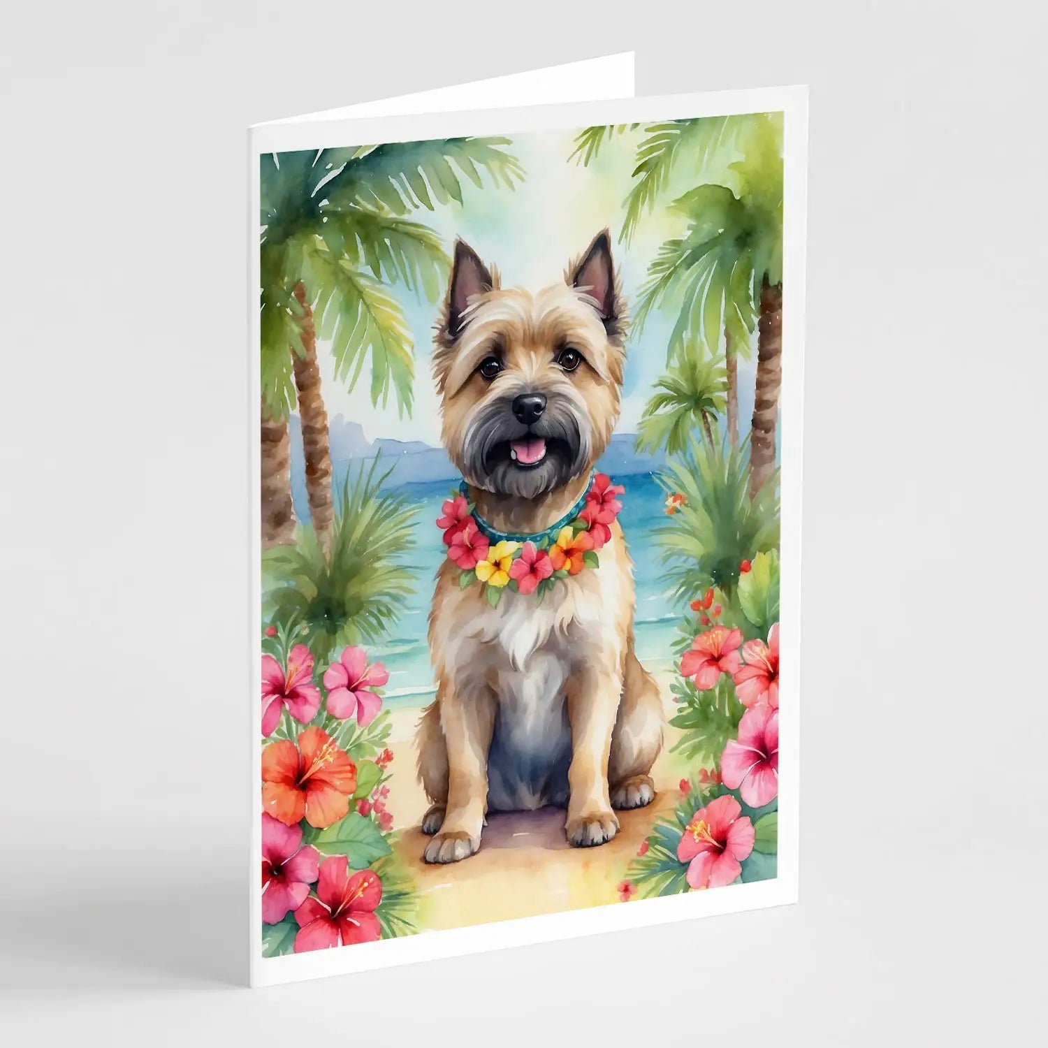 Cairn Terrier Luau Greeting Cards Pack of 8 WEM Support (www.WEM.support)