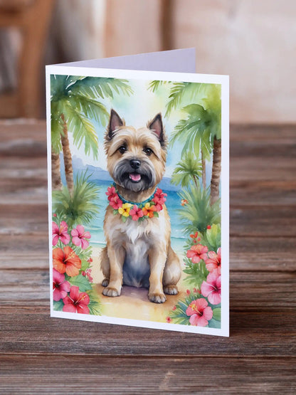 Cairn Terrier Luau Greeting Cards Pack of 8 WEM Support (www.WEM.support)