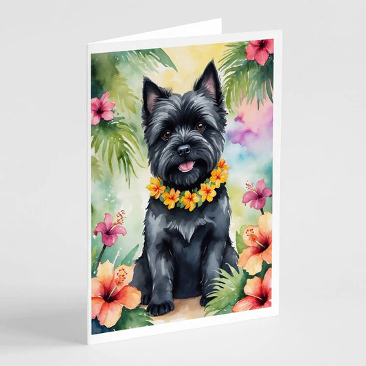 Cairn Terrier Luau Greeting Cards Pack of 8 WEM Support (www.WEM.support)