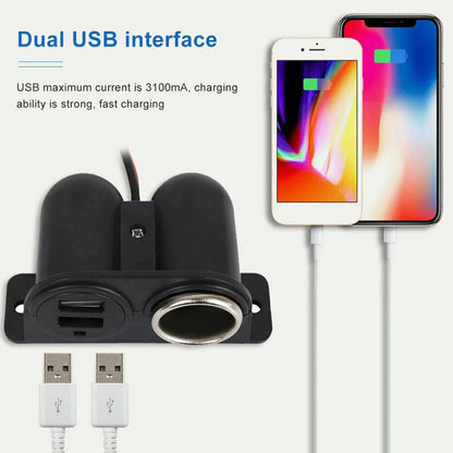 Car Cigarette Lighter Socket Splitter Dual USB Charger Power Adapter Outlet 12V WEM Support (www.WEM.support)