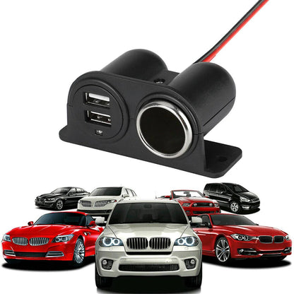 Car Cigarette Lighter Socket Splitter Dual USB Charger Power Adapter Outlet 12V WEM Support (www.WEM.support)