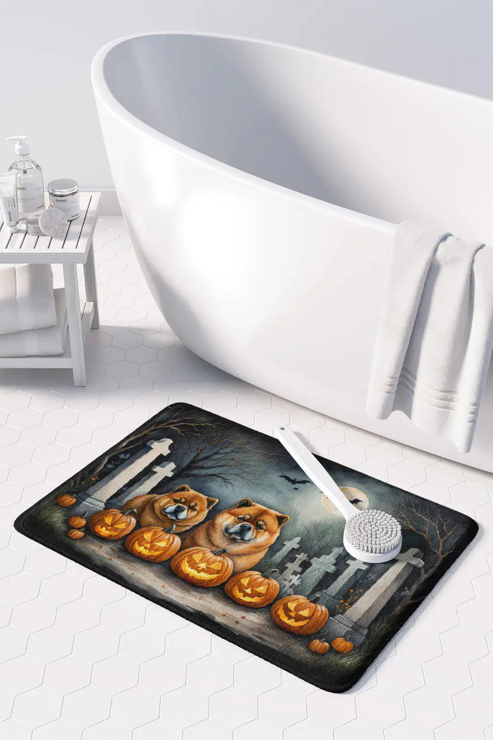 Chow Chow Spooky Halloween Memory Foam Kitchen Mat WEM Support (www.WEM.support)