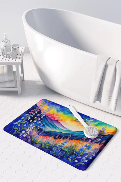 Delphinium in Color Memory Foam Kitchen Mat WEM Support (www.WEM.support)