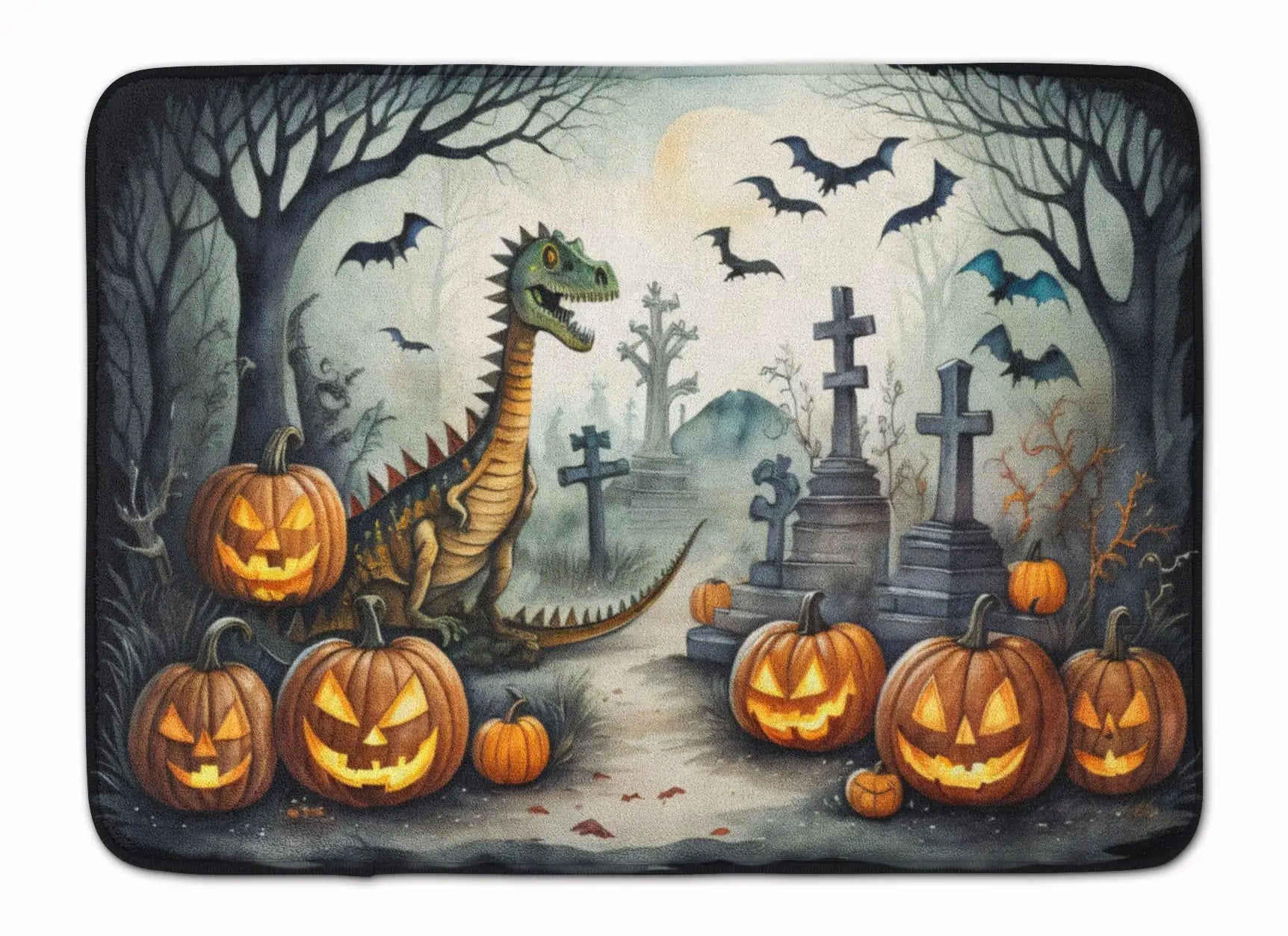 Dinosaurs Spooky Halloween Memory Foam Kitchen Mat WEM Support (www.WEM.support)