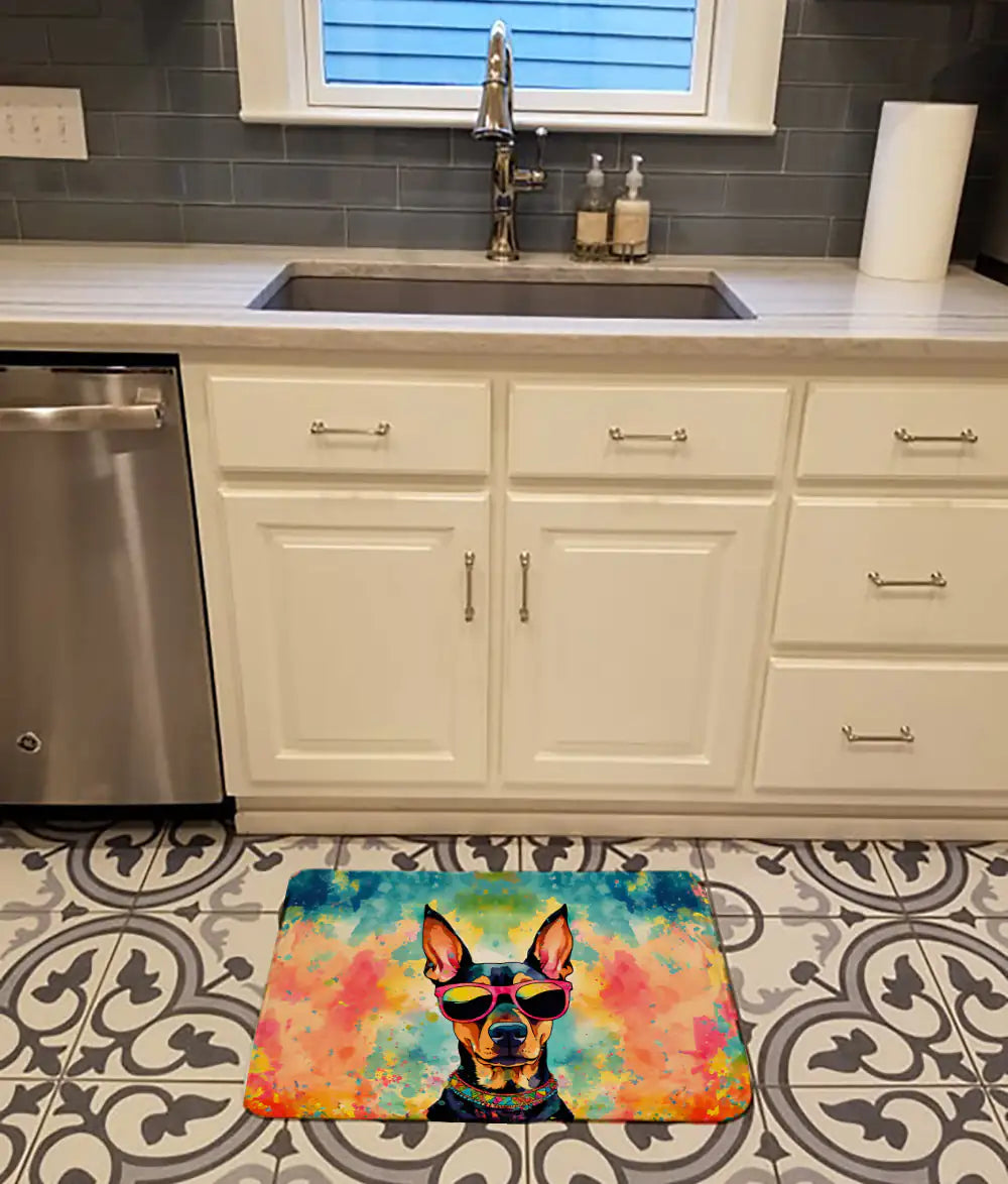 Doberman Pinscher Hippie Dawg Memory Foam Kitchen Mat WEM Support (www.WEM.support)