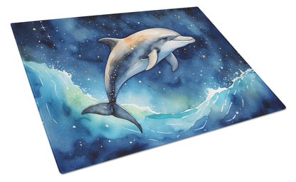 Dolphin in a Starry Sea Glass Cutting Board WEM Support (www.WEM.support)