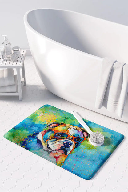 English Bulldog Hippie Dawg Memory Foam Kitchen Mat WEM Support (www.WEM.support)