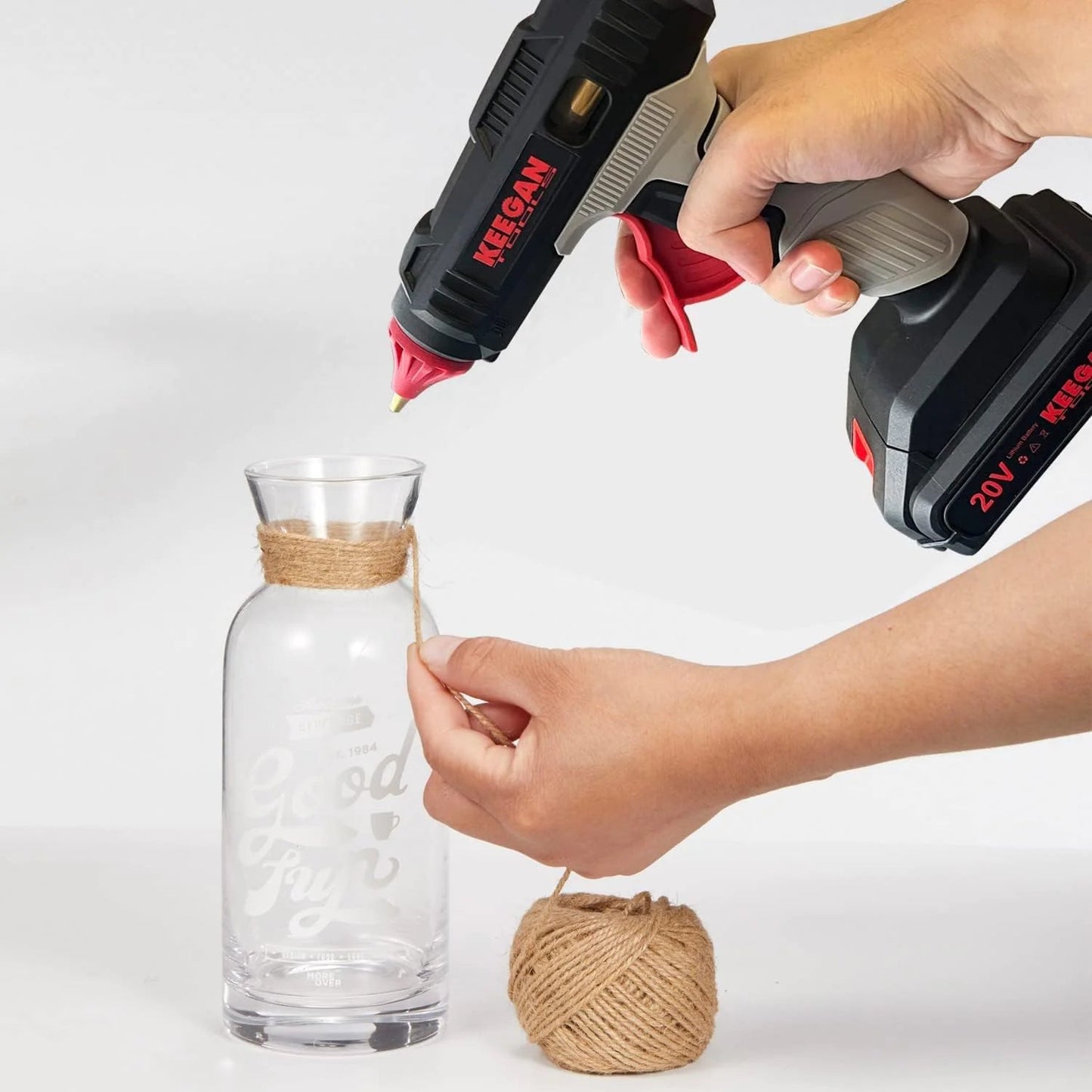 Full Size Cordless Professional 20V Hot Melt Glue Gun Kit Rechargeable 2 Battery WEM Support (www.WEM.support)