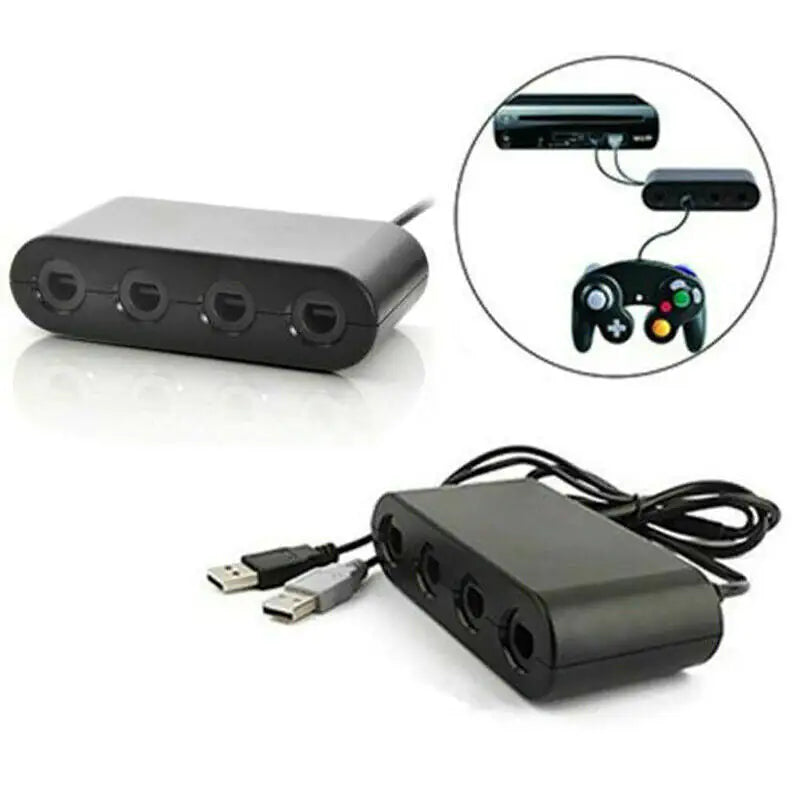 GameCube Controller Adapter 4 Port For Nintendo Switch Wii U & PC USB NEW TURBO WEM Support (www.WEM.support)
