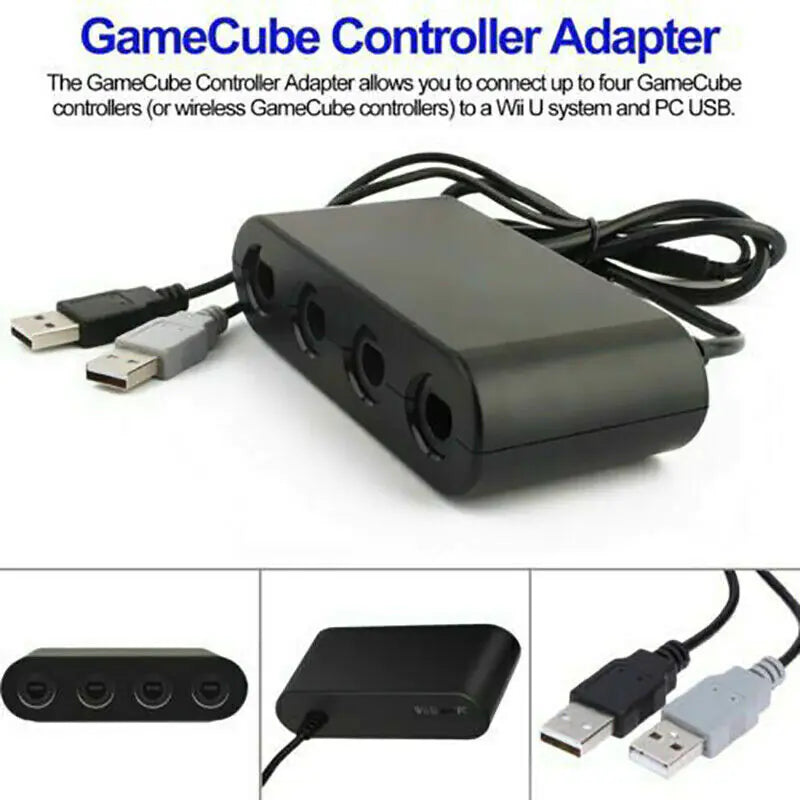GameCube Controller Adapter 4 Port For Nintendo Switch Wii U & PC USB NEW TURBO WEM Support (www.WEM.support)