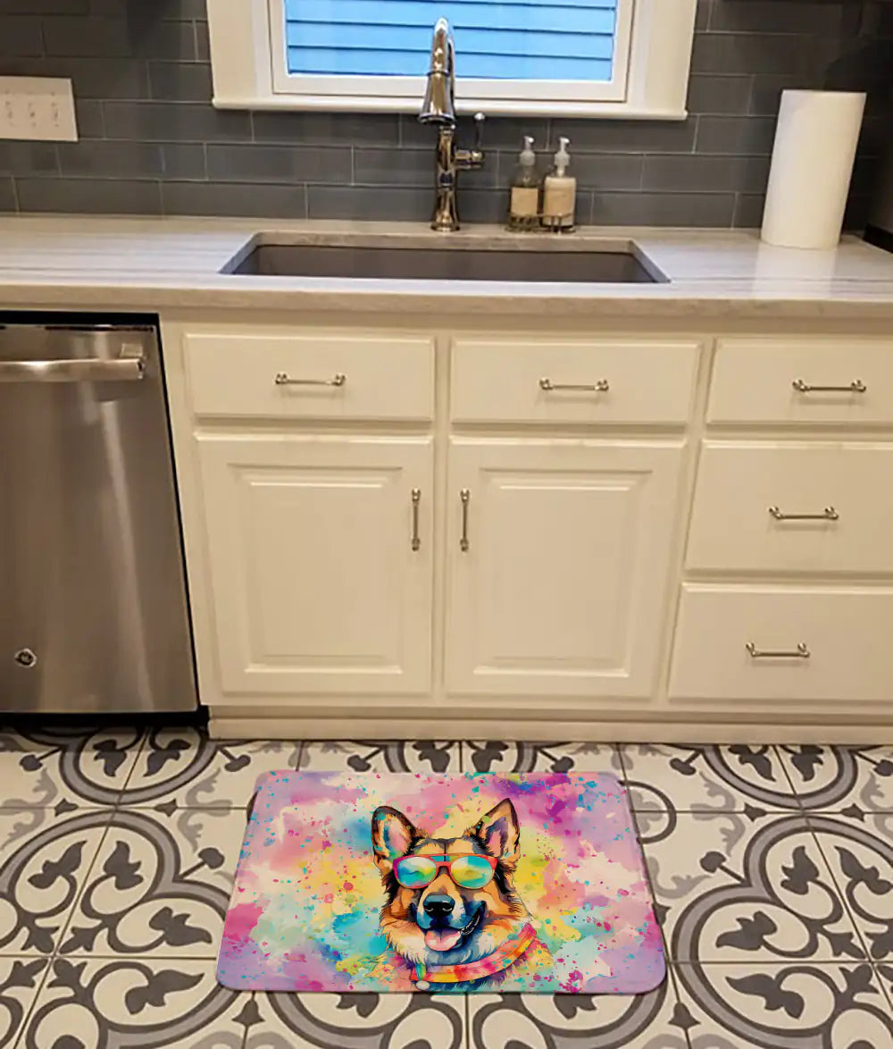German Shepherd Hippie Dawg Memory Foam Kitchen Mat WEM Support (www.WEM.support)