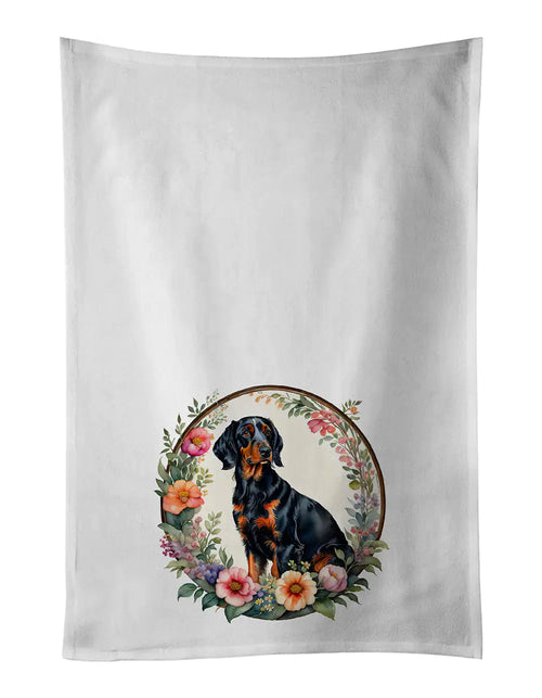 Gordon Setter and Flowers Kitchen Towel Set of 2 WEM Support (www.WEM.support)
