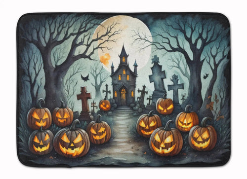 Graveyard Spooky Halloween Memory Foam Kitchen Mat WEM Support (www.WEM.support)
