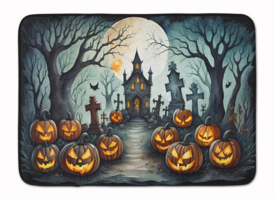 Graveyard Spooky Halloween Memory Foam Kitchen Mat WEM Support (www.WEM.support)