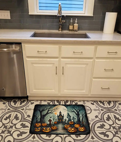 Graveyard Spooky Halloween Memory Foam Kitchen Mat WEM Support (www.WEM.support)