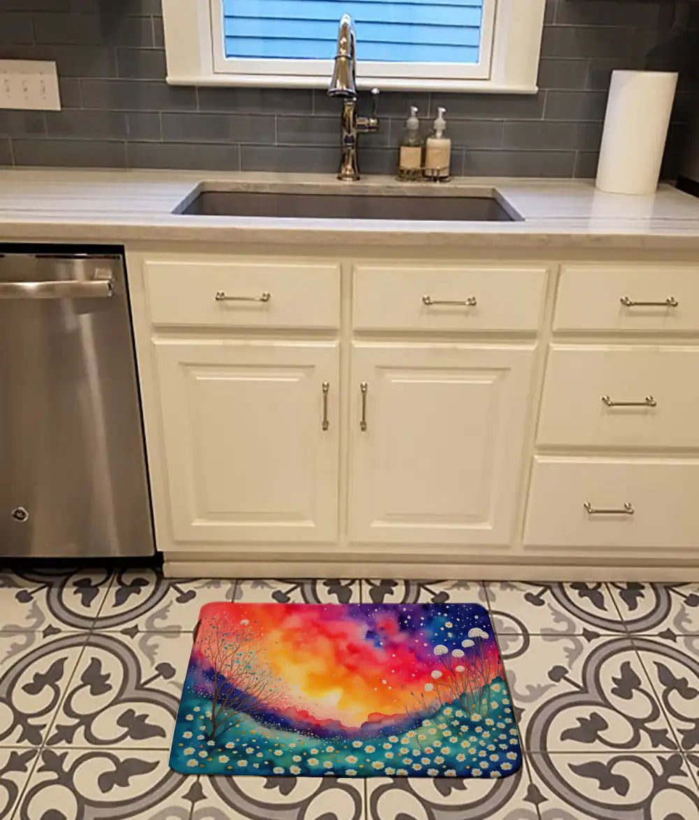 Gypsophila in Color Memory Foam Kitchen Mat WEM Support (www.WEM.support)