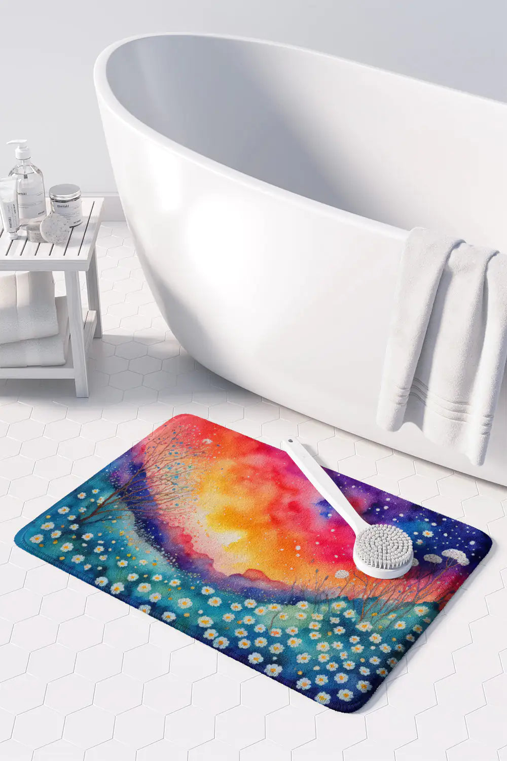 Gypsophila in Color Memory Foam Kitchen Mat WEM Support (www.WEM.support)