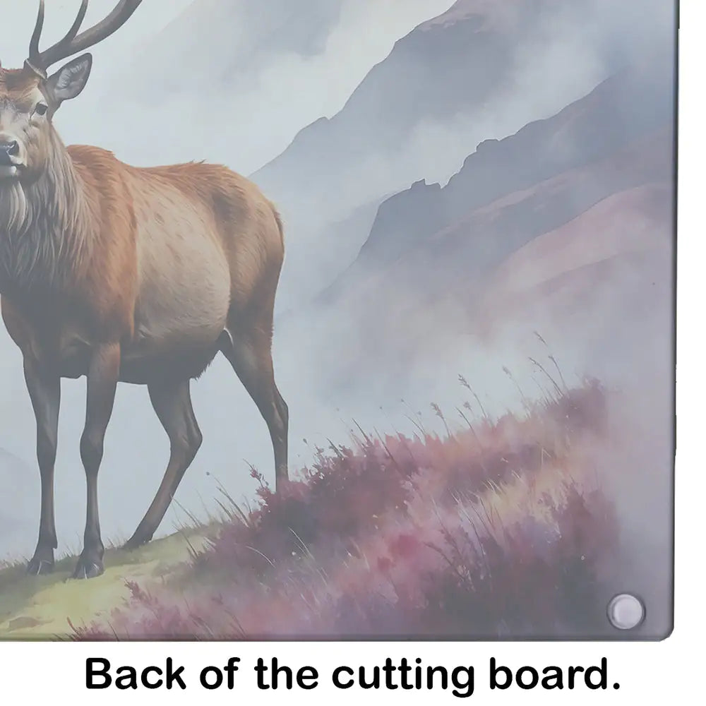 Highland Red Deer Glass Cutting Board WEM Support (www.WEM.support)