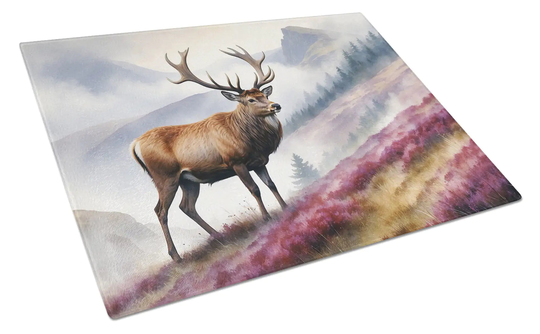 Highland Red Deer Glass Cutting Board WEM Support (www.WEM.support)