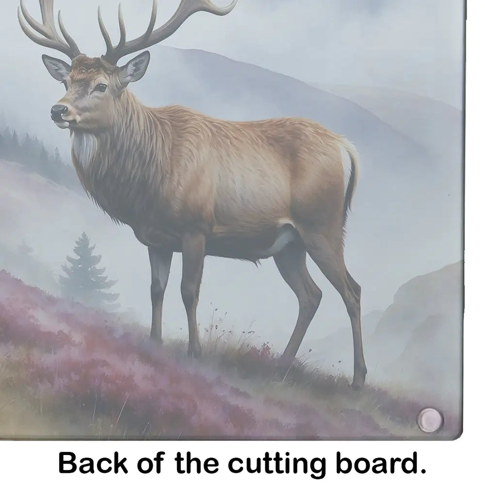 Highland Red Deer Glass Cutting Board WEM Support (www.WEM.support)