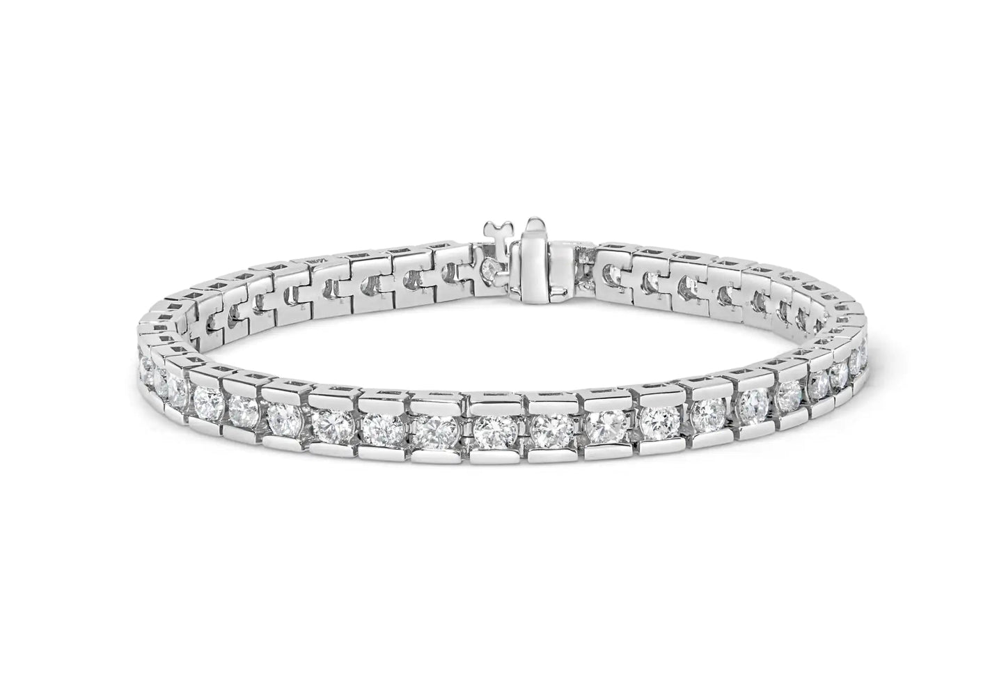IGI Certified 14K White Gold 6.0Cttw Channel Set Round Diamond Tennis Bracelet (I-J Color, I1-I2 Clarity) - 7" Inches WEM Support (www.WEM.support)