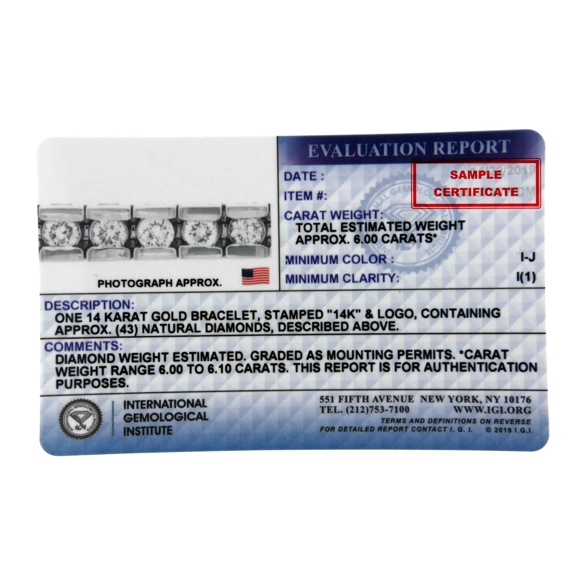 IGI Certified 14K White Gold 6.0Cttw Channel Set Round Diamond Tennis Bracelet (I-J Color, I1-I2 Clarity) - 7" Inches WEM Support (www.WEM.support)