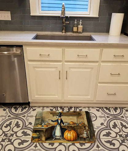 Italian Greyhound Fall Kitchen Pumpkins Memory Foam Kitchen Mat WEM Support (www.WEM.support)