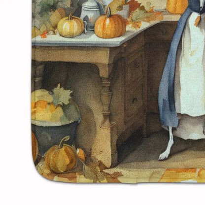 Italian Greyhound Fall Kitchen Pumpkins Memory Foam Kitchen Mat WEM Support (www.WEM.support)