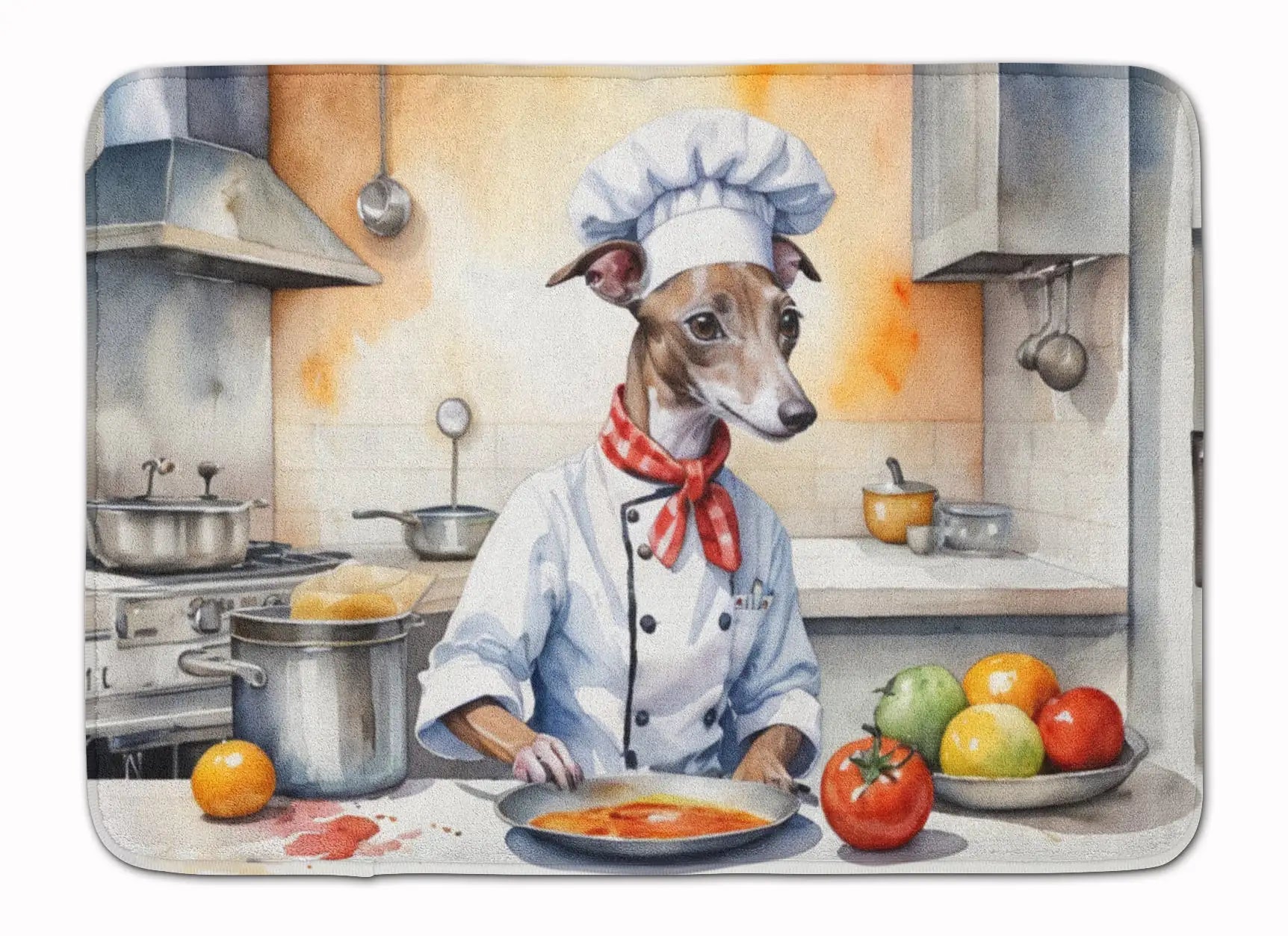Italian Greyhound The Chef Memory Foam Kitchen Mat WEM Support (www.WEM.support)