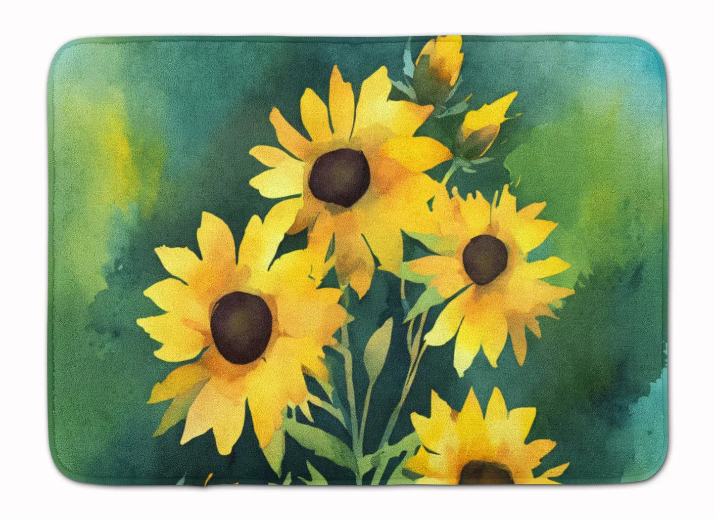Kentucky Goldenrod in Watercolor Memory Foam Kitchen Mat WEM Support (www.WEM.support)