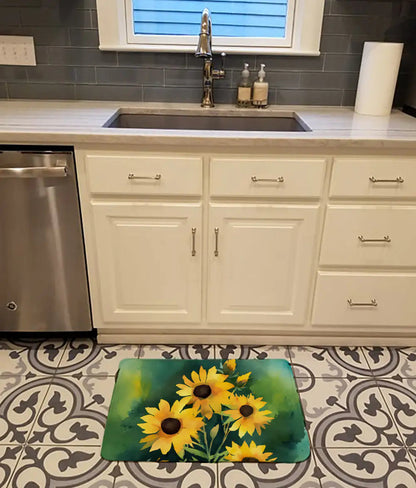 Kentucky Goldenrod in Watercolor Memory Foam Kitchen Mat WEM Support (www.WEM.support)